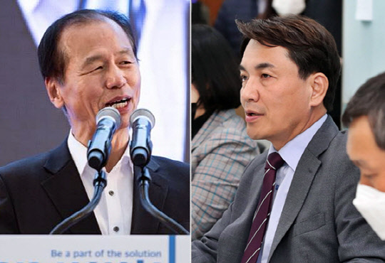 더불어민주당 소속 최문순(왼쪽부터) 전 강원도지사, 국민의힘 소속 김진태 현 강원도지사.<최문순·김진태 페이스북 사진 갈무리>